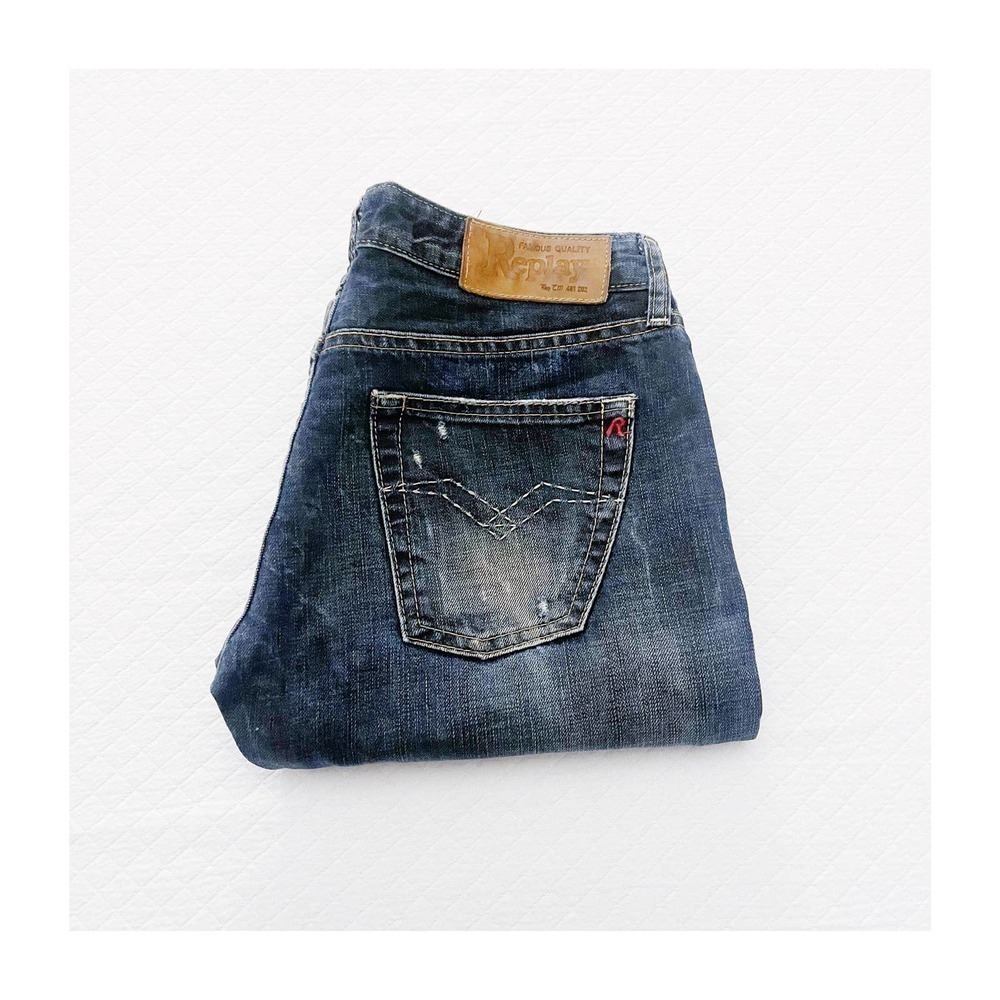 Replay Button Down Dark Wash Bootcut Denim Jeans SZ 27 x 32